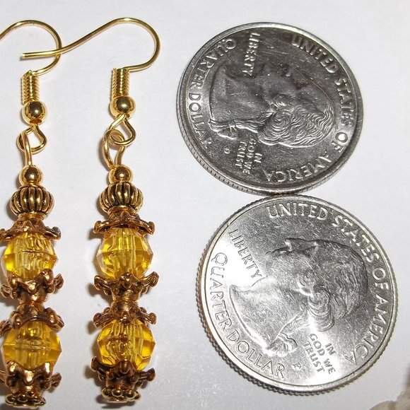 Yellow Gold Beaded Dangle Earrings Set NWT 5258 - Picture 8 of 8